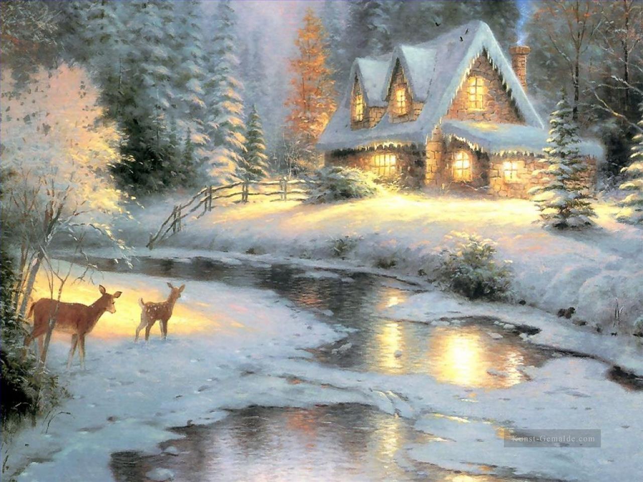 Deer Creek Cottage TK Christmas Ölgemälde